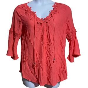 NWT NY Collection coral bell sleeve boho blouse - women's XL